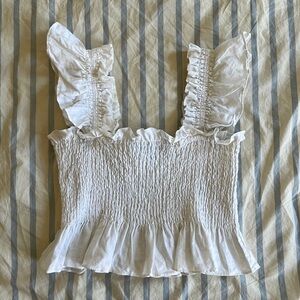 Hill House Original Paz Crop Top White Linen